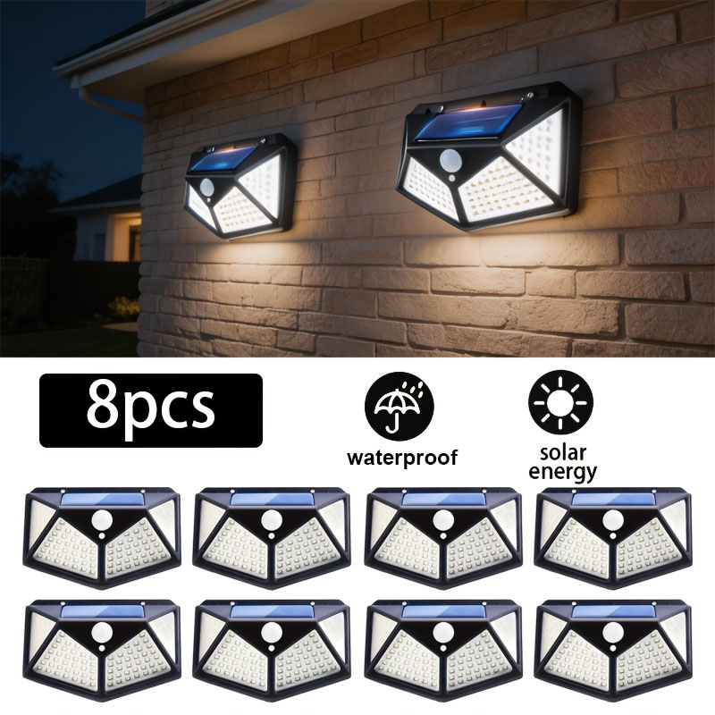 Waterproof Junction Box Solar - 1~8 шт. 100 светодиодных солнечных светильников