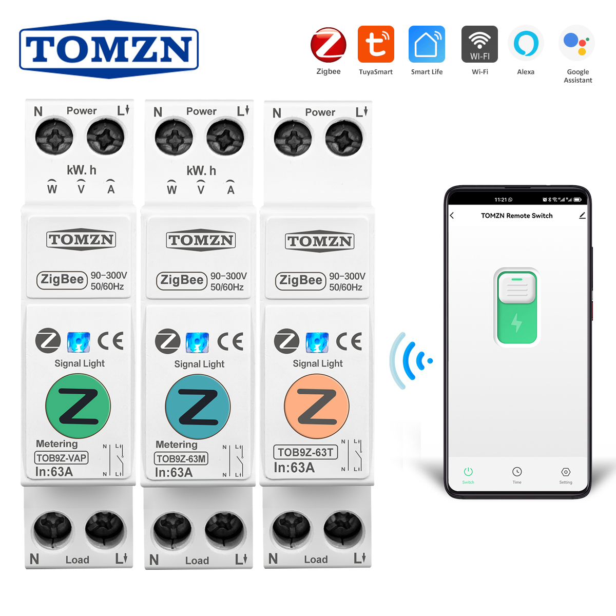 Energy Meter Bidirectional - TOMZN Zigbee 63A умный переключатель счетчик