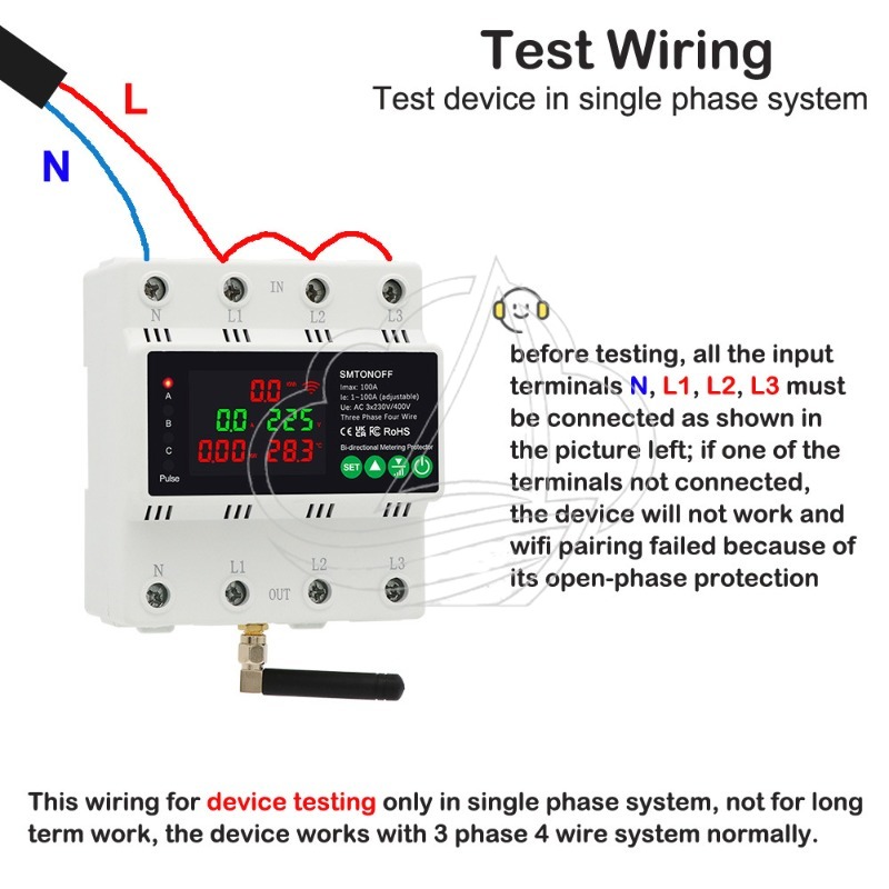 Energy Meter Bidirectional - 3P4W WiFi-счетчик энергии с реле, двунаправленный